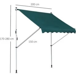 Outsunny Tenda Da Sole Con Manovella, Telaio Telescopico E Angolo Regolabile -Giardino di Lusso 28947103 3