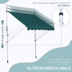Outsunny Tenda Da Sole Con Manovella, Telaio Telescopico E Angolo Regolabile -Giardino di Lusso 28947103 4