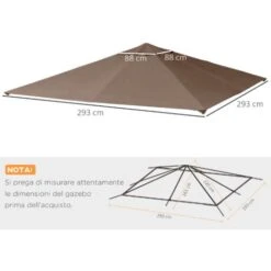 Outsunny Tetto Di Ricambio Telo Sostitutivo Per Gazebo Traspirante 3x3m 9 Outsunny Tetto Di Ricambio Telo Sostitutivo Per Gazebo Traspirante 3x3m -Giardino di Lusso 28947299 3