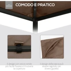 Outsunny Tetto Di Ricambio Telo Sostitutivo Per Gazebo Traspirante 3x3m 11 Outsunny Tetto Di Ricambio Telo Sostitutivo Per Gazebo Traspirante 3x3m -Giardino di Lusso 28947299 5