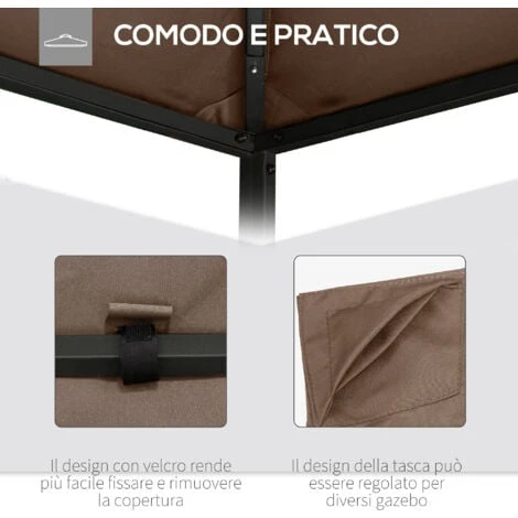 Outsunny Tetto Di Ricambio Telo Sostitutivo Per Gazebo Traspirante 3x3m 7 Outsunny Tetto Di Ricambio Telo Sostitutivo Per Gazebo Traspirante 3x3m - immagine 5