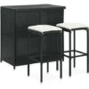Set Da Bar 3 Pz In Polyrattan Nero VidaXL -Giardino di Lusso 29070367 1