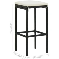 Set Da Bar 3 Pz In Polyrattan Nero VidaXL -Giardino di Lusso 29070367 3