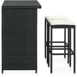 Set Da Bar 3 Pz In Polyrattan Nero VidaXL -Giardino di Lusso 29070367 4