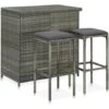 Set Da Bar 3 Pz In Polyrattan Grigio VidaXL -Giardino di Lusso 29070373 1