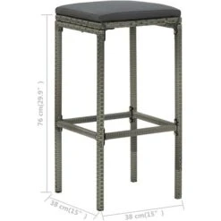 Set Da Bar 3 Pz In Polyrattan Grigio VidaXL -Giardino di Lusso 29070373 3