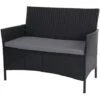 Serie Halden Per L'esterno Divano Sofa 2 Posti Polyrattan Nero Con Cuscino Antracite -Giardino di Lusso 29224084 1