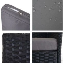 Serie Halden Per L'esterno Divano Sofa 2 Posti Polyrattan Nero Con Cuscino Antracite -Giardino di Lusso 29224084 3