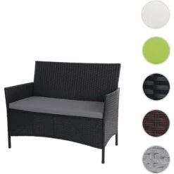 Serie Halden Per L'esterno Divano Sofa 2 Posti Polyrattan Nero Con Cuscino Antracite -Giardino di Lusso 29224084 5