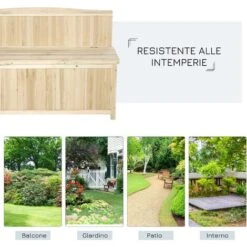 Outsunny Panchina In Legno Da Giardino Contenitore Da Esterno Con Schienale -Giardino di Lusso 29444039 5