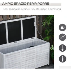 Outsunny Panca Contenitore In Legno Di Abete Cassapanca Da Esterno Bianco -Giardino di Lusso 29444662 4