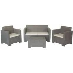 SALOTTINO DA GIARDINO IN POLIPROPILENE NEBRASKA 4 POSTI TORTORA