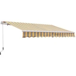 Outsunny Tenda Da Sole Avvolgibile A Braccio Manuale A Parete, Grigio E Giallo, 3.5m