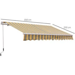 Outsunny Tenda Da Sole Avvolgibile A Braccio Manuale A Parete, Grigio E Giallo, 3.5m -Giardino di Lusso 29807969 3