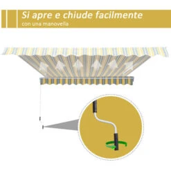 Outsunny Tenda Da Sole Avvolgibile A Braccio Manuale A Parete, Grigio E Giallo, 3.5m -Giardino di Lusso 29807969 4