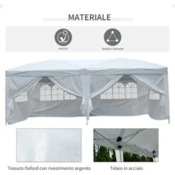 Outsunny Gazebo Pieghevole Da Giardino Con 6 Pannelli Laterali, Bianco, 6x3x2.55m 11 Outsunny Gazebo Pieghevole Da Giardino Con 6 Pannelli Laterali, Bianco, 6x3x2.55m -Giardino di Lusso 29807977 5