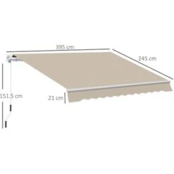 Outsunny Tenda Da Sole A Braccio Avvolgibile Manuale In Poliestere Impermeabile, Beige, 4x2.5m -Giardino di Lusso 29807985 3