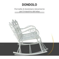 Outsunny Panchina A Dondolo Da Giardino Stile Shabby In Ferro, Bianco, 102x74.5x78cm -Giardino di Lusso 29808525 4