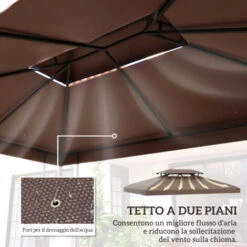 Outsunny Tetto Sostitutivo Per Gazebo, Caffè, 3x4m -Giardino di Lusso 29808697 4