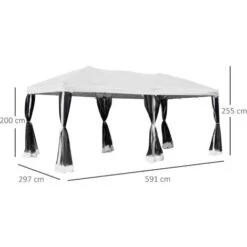 Outsunny Gazebo Impermeabile Pieghevole Con Zanzariera, Crema, 3x6m -Giardino di Lusso 29808725 3