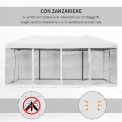 Outsunny Gazebo Impermeabile Pieghevole Con Zanzariera, Crema, 3x6m -Giardino di Lusso 29808725 4