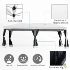 Outsunny Gazebo Impermeabile Pieghevole Con Zanzariera, Crema, 3x6m -Giardino di Lusso 29808725 5