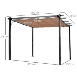 Outsunny Gazebo Pergola Da Giardino 3X4m Telo Scorrevole In Poliestere Impermeabile E Struttura In Alluminio -Giardino di Lusso 29808730 3