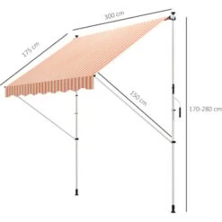 Outsunny Tenda Da Sole A Muro Con Pali Di Supporto, Bianco E Giallo, 300x150cm -Giardino di Lusso 29808731 3