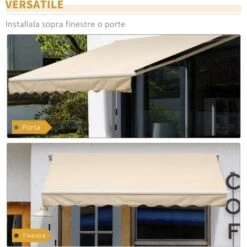 Outsunny Tenda Da Sole Avvolgibile Da Esterno Impermeabile In Alluminio, Beige, 3x2.5m -Giardino di Lusso 29809043 4