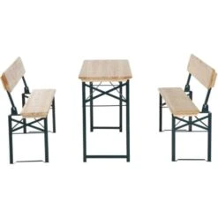 Outsunny Set Birreria Da Giardino Tavolo E 2 Panche Con Schienale Pieghevole In Legno Di Abete