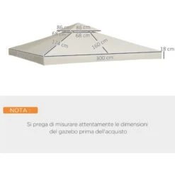Outsunny Tetto Di Ricambio Impermeabile Per Gazebo Da Giardino Doppio Tetto 3x3m -Giardino di Lusso 29809713 3