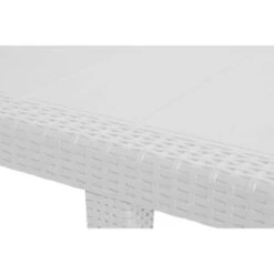 Dmora Tavolo Da Esterno Roma, Tavolo Rettangolare Allungabile Da Pranzo, Tavolo Da Giardino Estensibile Effetto Rattan, 100% Made In Italy, Cm 150x90h72, Bianco -Giardino di Lusso 29821248 5