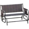 Outsunny Panchina A Dondolo Da Giardino 2 Posti In Rattan Con Tasche Laterali