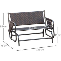 Outsunny Panchina A Dondolo Da Giardino 2 Posti In Rattan Con Tasche Laterali -Giardino di Lusso 29907706 3