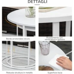Outsunny Set 2 Tavolini Da Salotto E Giardino Sovrapponibili In Ferro, Bianco -Giardino di Lusso 29967946 5