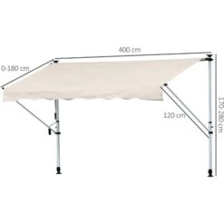 Outsunny Tenda Da Sole A Bracci Telescopica Con Manovella Metallo E Poliestere -Giardino di Lusso 29967958 3