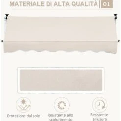 Outsunny Tenda Da Sole A Bracci Telescopica Con Manovella Metallo E Poliestere -Giardino di Lusso 29967958 4