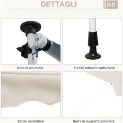 Outsunny Tenda Da Sole A Bracci Telescopica Con Manovella Metallo E Poliestere -Giardino di Lusso 29967958 5