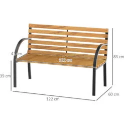 Outsunny Panca In Legno 2 Posti Panchina Da Esterno Giardino Balcone -Giardino di Lusso 29967963 3