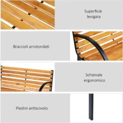 Outsunny Panca In Legno 2 Posti Panchina Da Esterno Giardino Balcone -Giardino di Lusso 29967963 5