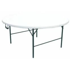 Cilvani Tavolo TAVOLINO Rotondo Pieghevole XL RICHIUDIBILE Resina HDPE Bianco 153XH74 Cod. Zy-160