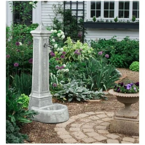 Fontana Da Giardino Vedovella Lecce Anticato Grigio, 36x46x100 Cm - Kam 4 Fontana Da Giardino Vedovella Lecce Anticato Grigio, 36x46x100 Cm - Kam - immagine 2