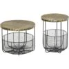 Outsunny Set Di 2 Tavolini Da Giardino In Metallo Con Ceste, Arredamento Da Esterno Stile Industriale Nero -Giardino di Lusso 30503479 1