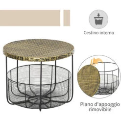 Outsunny Set Di 2 Tavolini Da Giardino In Metallo Con Ceste, Arredamento Da Esterno Stile Industriale Nero -Giardino di Lusso 30503479 5