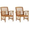 Sedie Da Giardino 2 Pz In Legno Massello D'Acacia VidaXL -Giardino di Lusso 30530680 1