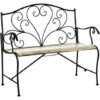 Outsunny Panchina Da Giardino In Ferro, Panca Da Esterno In Stile Vintage 2 Posti, 100x 50x88cm, Nero