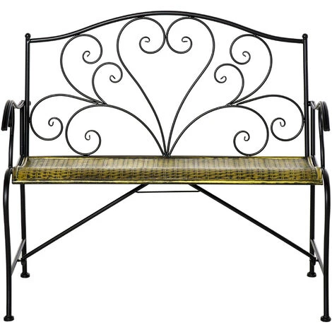 Outsunny Panchina Da Giardino In Ferro, Panca Da Esterno In Stile Vintage 2 Posti, 100x 50x88cm, Nero 6 Outsunny Panchina Da Giardino In Ferro, Panca Da Esterno In Stile Vintage 2 Posti, 100x 50x88cm, Nero - immagine 4