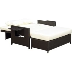 Outsunny Divanetto Da Giardino Con Panca Poggiapiedi In Rattan PE Marrone