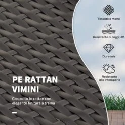 Outsunny Divanetto Da Giardino Con Panca Poggiapiedi In Rattan PE Marrone -Giardino di Lusso 30531160 5