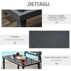 Outsunny Salotto Da Esterno, Set 4 Pezzi Con 1 Tavolino, 2 Sedie Da Giardino E 1 Panca In Metallo, Nero -Giardino di Lusso 30531161 5